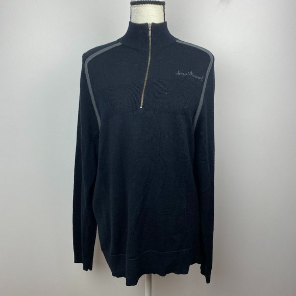 Smartwool Other - SMARTWOOL Black Logo 100% Wool Quarter Zip Sweater